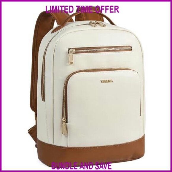 Leather Laptop Backpack 15 Inch Vintage Work Business Bag Teacher Nurse - Picture 2 of 7